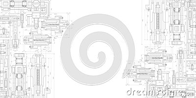 Technical drawing of details.Engineering technology design.A set of mechanical parts.Vector illustration Stock Photo