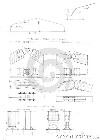 Technical drawing of roof construction Stock Photo
