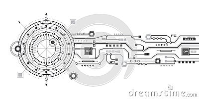 Technical drawing. Technological innovation .Futuristic technology background.Vector illustration. Stock Photo