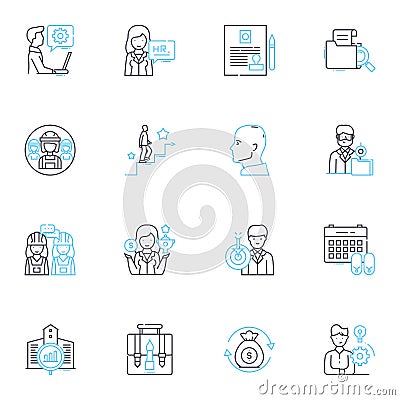 Technical expertise linear icons set. Programming, Nerking, Debugging, Automation, Cybersecurity, Cloud, Algorithms line Vector Illustration