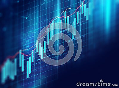 Technical financial graph on technology abstract background Stock Photo