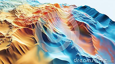 Technical GIS map of a rugged desert terrain with LiDAR data rendering elevation dunes and natural landforms. Stock Photo