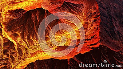 Technical GIS map of a rugged desert terrain with LiDAR data rendering elevation dunes and natural landforms. Stock Photo