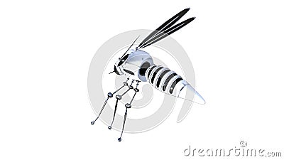 Technical mosquito robots, artificial intelligence created in different perspectives with 15 degrees each. Stock Photo