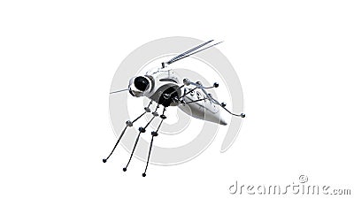 Technical mosquito robots, artificial intelligence created in different perspectives with 15 degrees each. Stock Photo