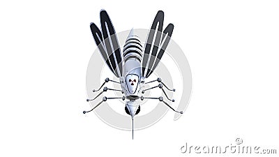 Technical mosquito robots, artificial intelligence created in different perspectives with 15 degrees each. Stock Photo