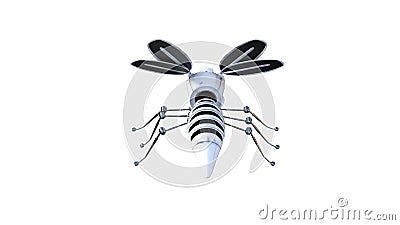 Technical mosquito robots, artificial intelligence created in different perspectives with 15 degrees each. Stock Photo