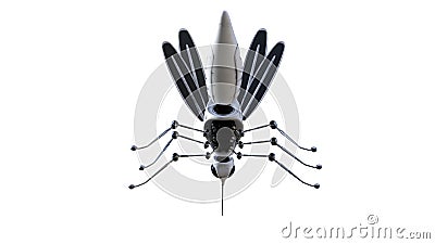 Technical mosquito robots, artificial intelligence created in different perspectives with 15 degrees each. Stock Photo