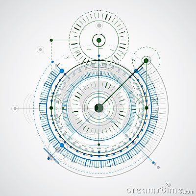 Technical plan, abstract engineering draft for use in graphic and web design. Colorful vector drawing of industrial system created Vector Illustration