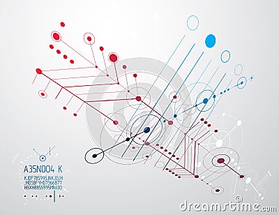 Technical plan, abstract engineering draft for use in graphic and web design. Vector drawing of industrial system created with Vector Illustration