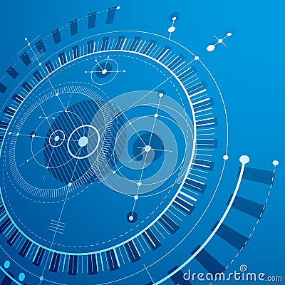 Technical plan, blue abstract engineering draft for use in graph Vector Illustration