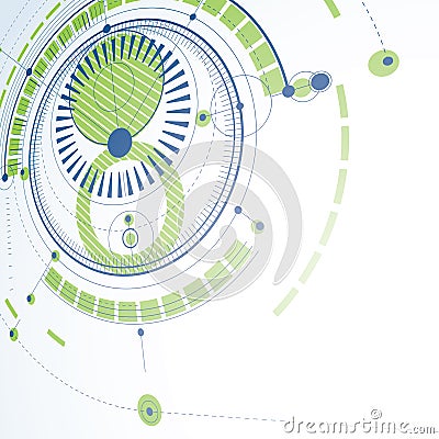 Technical plan, green abstract engineering draft for use in graphic and web design. Perspective vector drawing of industrial Vector Illustration