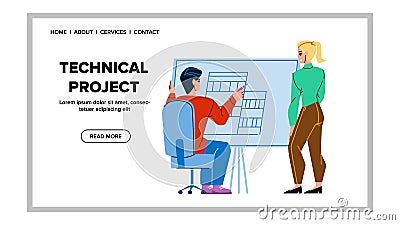 Technical Project Developing Colleagues Vector Vector Illustration