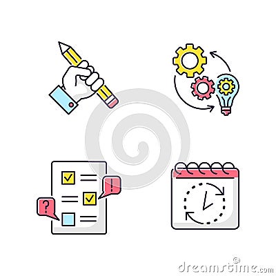 Technical project RGB color icons set Vector Illustration