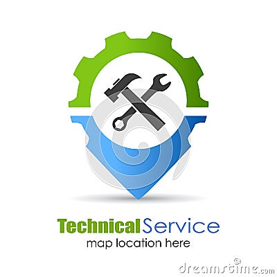 Technical service location pin Vector Illustration