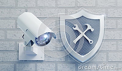 Technical Service for a Surveillance Camera System Stock Photo