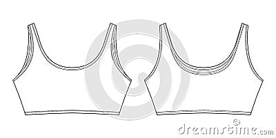 Technical sketch of bra for girls isolated. Yoga underwear design template Cartoon Illustration