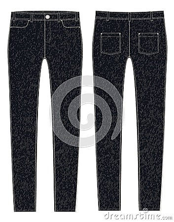 Dark blue jeans sketch technical sketch Vector Illustration