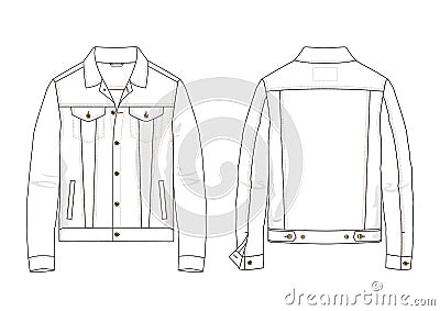 Technical sketch of denim jacket in vector. Vector Illustration