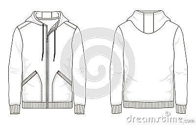 Technical sketch man hooded sweatshirt Vector Illustration