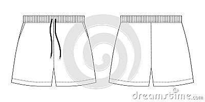 Technical sketch sport shorts pants design template Cartoon Illustration