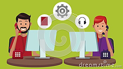 Technical Support and Call Center Service HD Animation Stock Footage -  Video of people, microphone: 117696098
