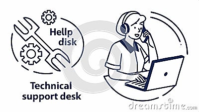 Technical support desk, customer service and help icon vector design Generative AI Vector Illustration
