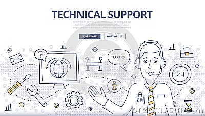 Technical Support Doodle Concept Vector Illustration