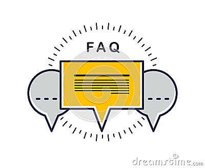 Technical support and frequently asked questions FAQ vector design element isolated on white. Vector Illustration