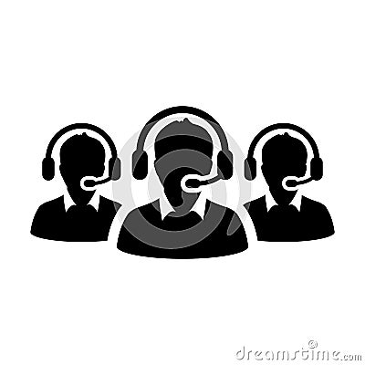 Technical support icon vector male business customer service person profile avatar with headphone for online assistant Vector Illustration
