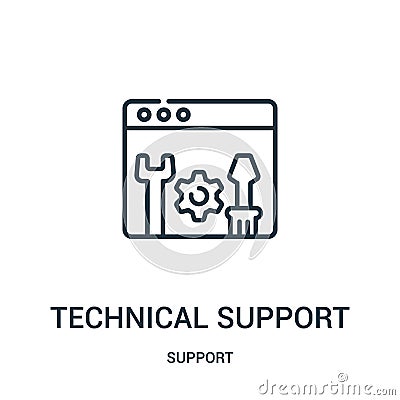 technical support icon vector from support collection. Thin line technical support outline icon vector illustration. Linear symbol Vector Illustration