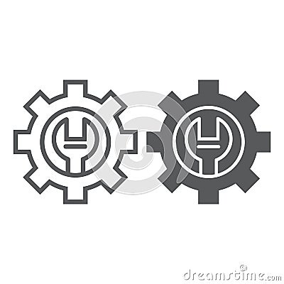 Technical support line and glyph icon, maintenance and service, setting sign, vector graphics, a linear pattern Vector Illustration