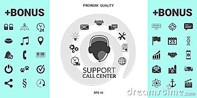 Technical support operator flat icon. Vector Illustration