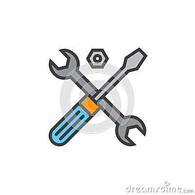 Technical support symbol. Tools line icon, filled outline vector Vector Illustration