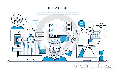 Technical support, system consulting clients Vector Illustration