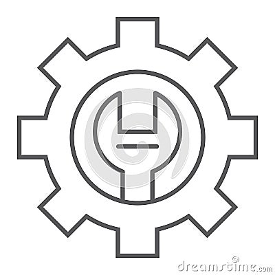 Technical support thin line icon, maintenance and service, setting sign, vector graphics, a linear pattern Vector Illustration