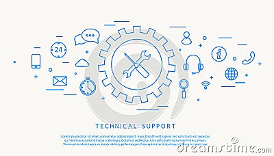 Technical support thine line design Vector Illustration