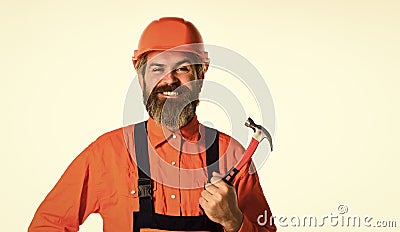 Technical work. Almost every household has hammer. Estimate materials requirements for projects. Professional master Stock Photo
