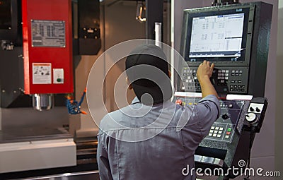 Technician control panel of CNC machine Editorial Stock Photo