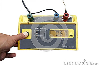 Technician are using Equipment and Earth resistance tester Stock Photo