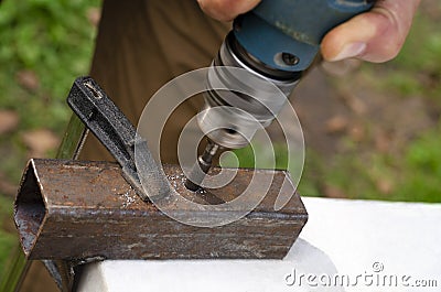 technician working on a lathe and tools to work. Technicians, workers, engineers working with metal lathes Stock Photo