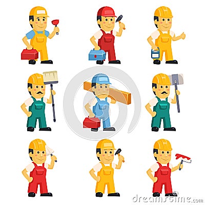 Technician , Working a Set of People Vector Illustration