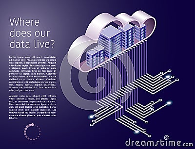 Techno clouds purple Vector Illustration