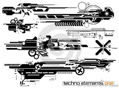 Techno elemetnts set one Vector Illustration