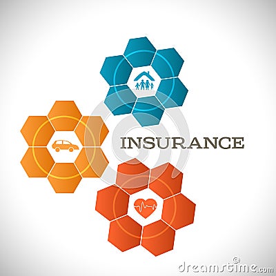 Techno flower concept insurance infographics template Vector Illustration