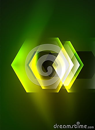 Techno glowing glass hexagons vector background Vector Illustration