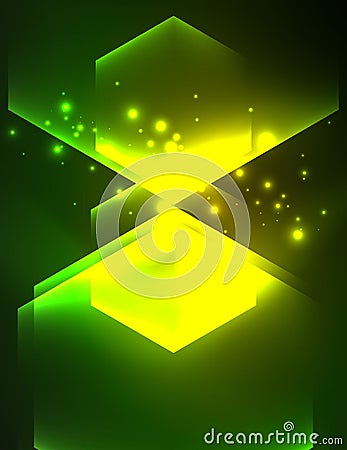 Techno glowing glass hexagons vector background Vector Illustration