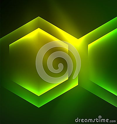 Techno glowing glass hexagons vector background Vector Illustration