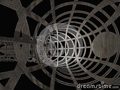 Techno Grunge Tunnel Cage Stock Photo