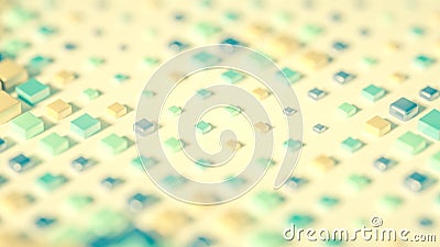 Techno high-tech background, geometry, cube, abstraction. 3d illustration, 3d rendering Cartoon Illustration
